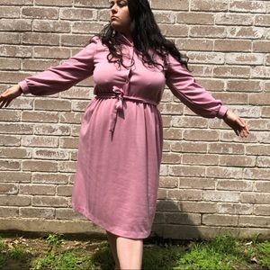 VINTAGE 70’s PLUS SIZED DUSTY ROSE KNIT MIDI DRESS
